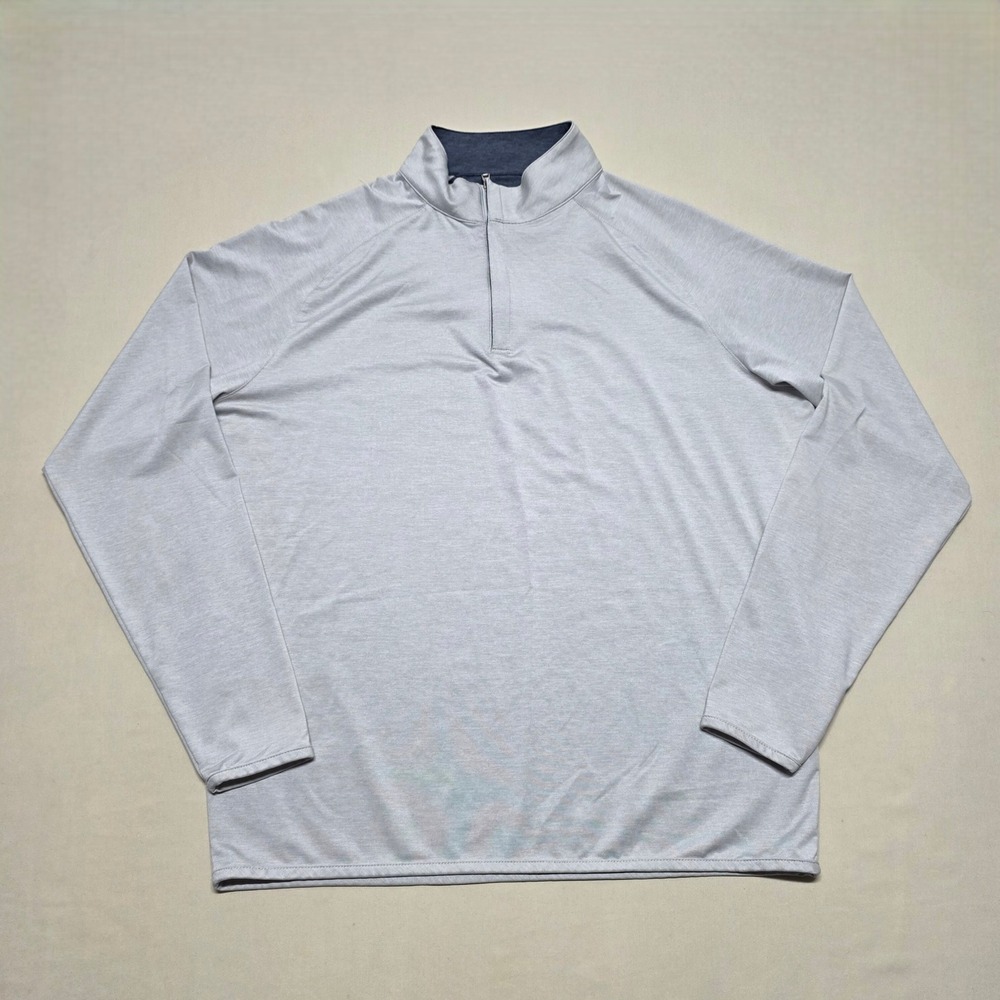 Peter Millar Crown Crafted Men Large Gray 1/4 Zip Pullover Stretch Sweatshirt